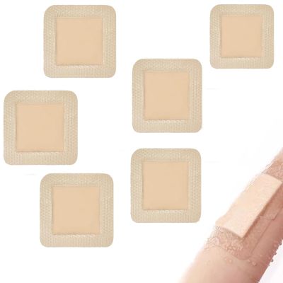 6 Pcs Bed Sore Dressing, Bandages for Wounds, Dressing Pads for Wound, 7.5x7.5cm Silicone Gel Foam Wound Dressing, Sterile Adhesive Square Dressing for Post-Surgical Care (white-2)