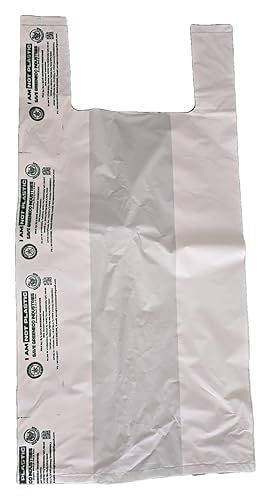 Save GreenEco 100% Compostable White Color Grocery Covers, Foldable and Reusable Bags 13x16 inch/Pack of 50 Pcs