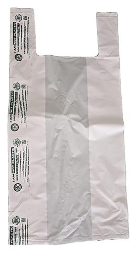Save GreenEco 100% Compostable White Color Grocery Covers, Foldable and Reusable Bags 13x16 inch/Pack of 50 Pcs