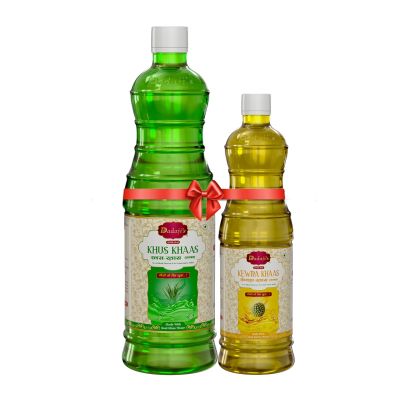 Dadaji's Sharbat -COMBOPACK - Delicious Refreshing Syrup for Beverages & Desserts | Natural Flavor for a Perfect Summer Drink (750ML + 400ML, Khus And Kewra)