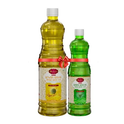 Dadaji's Sharbat -COMBOPACK - Delicious Refreshing Syrup for Beverages & Desserts | Natural Flavor for a Perfect Summer Drink (750ML + 400ML, Kewra And Khus)
