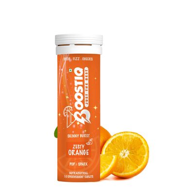 Boostiq Pop & Spark Effervescent Tablets | Zesty Orange | Glitter Mocktail & Cocktail Mixer | Fizzy Sparkling Drink Tablets | Skinny Burst | Party & Wellness Supplement | 10 Tablets