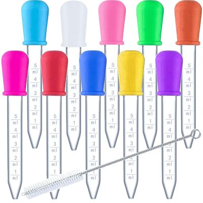 Medicine Dropper for Baby, 11-Piece Baby Dropper for Medicines Set with 10 Baby Medicines Dropper and 1 Cleaning Brush, Easy to Use Baby Essentials Kit for Feeding Water and Liquid Medicine