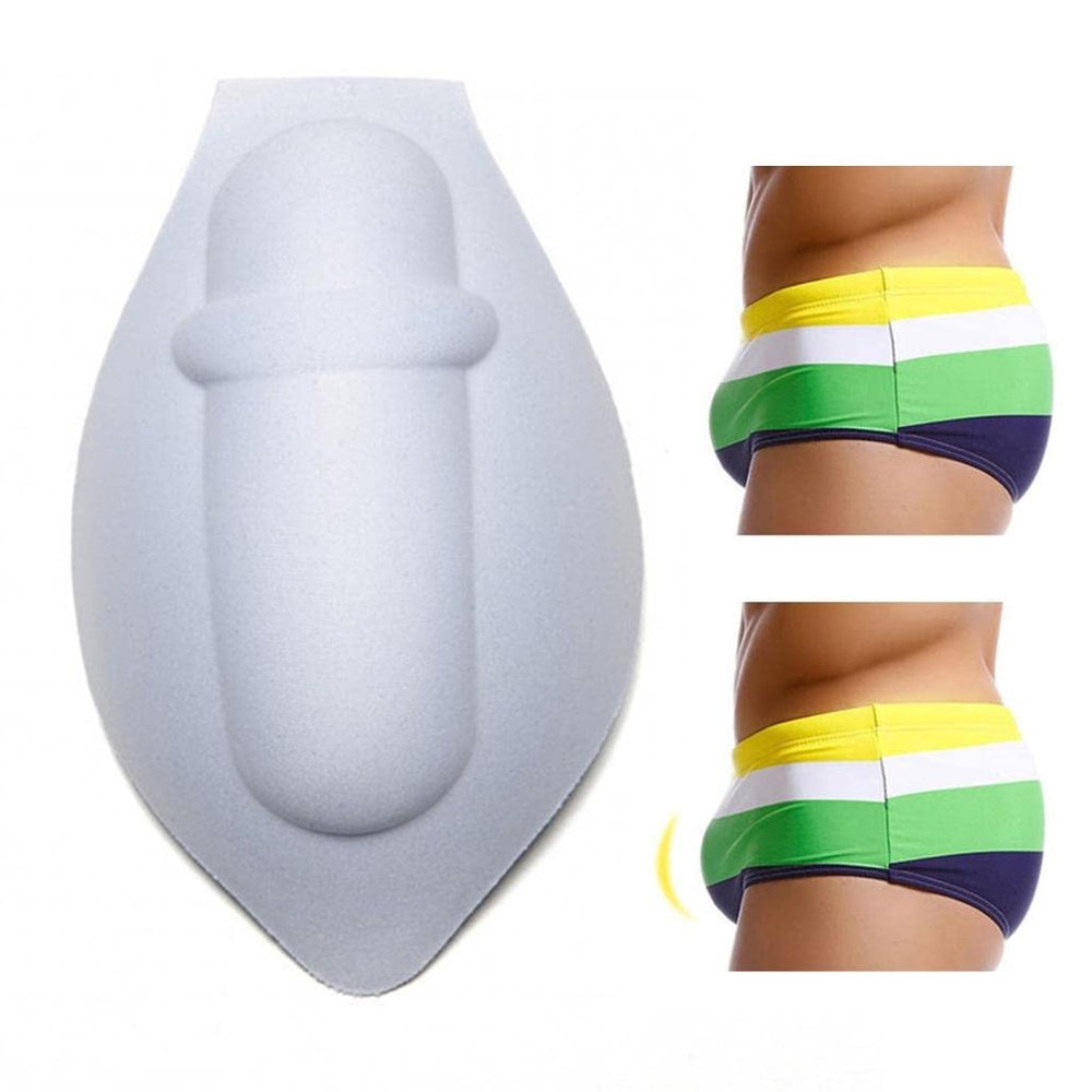 SECRET DESIRE Men Underwear Enhancing Cup Bulge Sponge Pad Cushion Trunks Shorts White