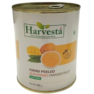 Harvesta Hand Peeled Alphonso Natural Mango Pulp 850g | Traditional Fruit Pulp for Shakes Smoothies Aamras Ice Creams Sweets | Desserts Beverages Cooking and Everyday Kitchen Use