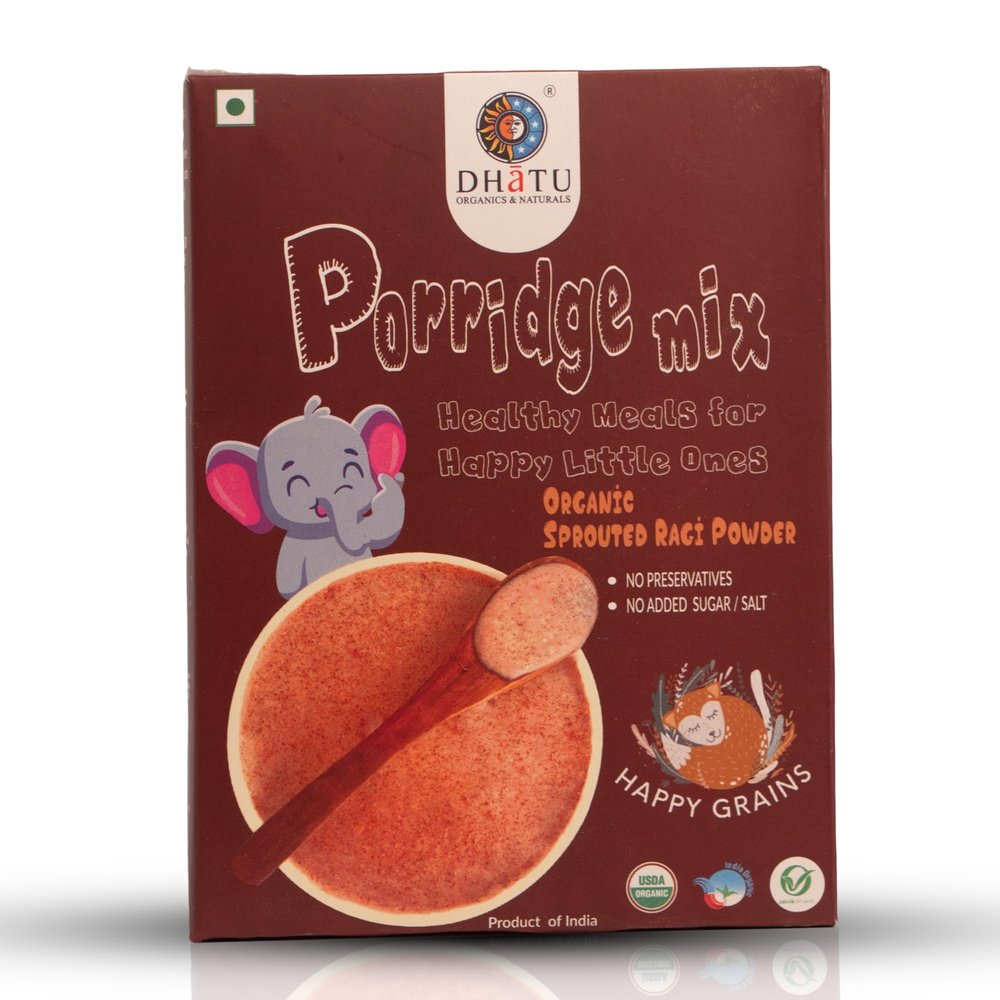 Dhatu Organics Sprouted Ragi Porridge Mix 250g (Pack of 2) - Certified Organic, No Added Sugar or Salt, Preservative-Free