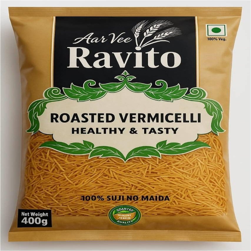 AarVee Ravito Roasted Vermicelli, 400g, 100% Suji, Healthy and Tasty