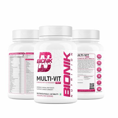 BIONIK Multi-Vit Multivitamin Tablets | 59 Essential Nutrients for Men & Women | Daily Immunity, Energy & Overall Wellness Support | 60 Tablets