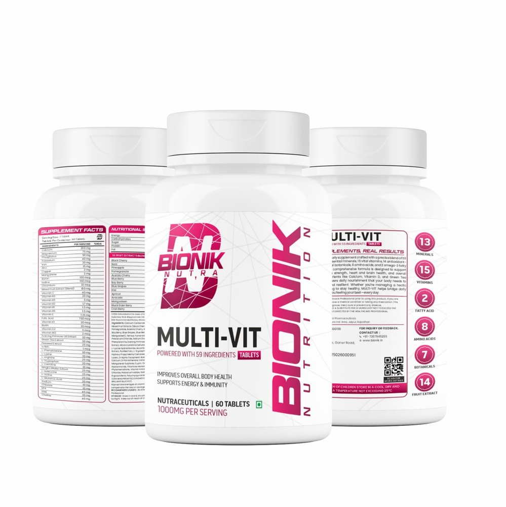 BIONIK Multi-Vit | Multivitamin for Men & Women | 59 Essential Nutrients | 60 Tablets | Immunity, Energy, and Daily Wellness Support | PACK OF 2