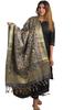 28Rajya Banarasi Silk Blend Dupatta, Multicolour Floral Pattern with Zari Border, Tassel Detailing, Ethnic Style (Grey, Banarasi2) view 1
