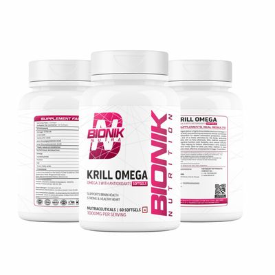 BIONIK Krill Omega Softgels 1000mg | High-Strength Omega-3 EPA & DHA | Brain, Heart & Anti-Inflammatory Support | 60 Softgels Each | Pack of 2