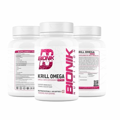 BIONIK Krill Omega Softgels | 1000mg Omega-3 EPA & DHA | 60 Softgels | Brain, Heart & Anti-Inflammatory Support