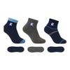 Athletic Performance Ankle Socks, Moisture-Wicking Cushioned Low-Cut Sports Socks, Black Yellow Gray, 3 Pair view 1