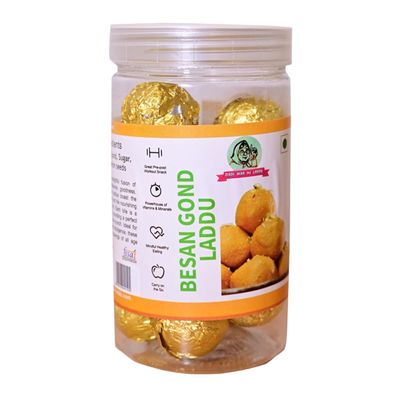 Besan Gond Laddu Traditional Indian Sweet with Gram Flour, Gond, Desi Ghee, Sugar & Muskmelon Seeds | Healthy Snack for Strength, Post Pregnancy Recovery, Festive Mithai & Everyday Energy Boost