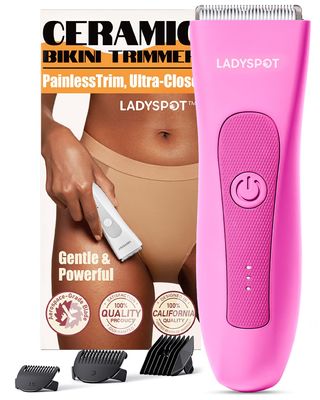 Bikini Trimmer for Women, LADYSPOT Lady Shavers for Women Rechargeable Bikini Shaver for Pubic Hair with 3 Guards and Hypoallergenic Ceramic Blade, Wet/Dry Lady Razors for Body, Legs, Bikini (Rosy Red)