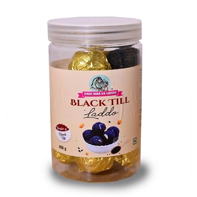 DADI MAA KE Black Til Laddu with Jaggery & Gond | Sesame Dry Fruit Ladoo with Almond & Cashew | Iron Rich Energy Sweet for Hemoglobin, Bone Strength, Joint Health & Postpartum Recovery | Traditional Healthy Laddu (400g)