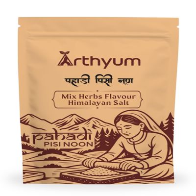 Arthyum Himalayan Pink Flavoured Salt with Mixed Herbs Seasoning mix - Popcorn, Noodles, Salad, Raita, Fruits, Makhana Pasta, Pizza, Salads, Premium Sprinkler | Unprocessed | Pure & Natural Traditional Grounded Salt ( Silbata) | Healthy Italian Spice
