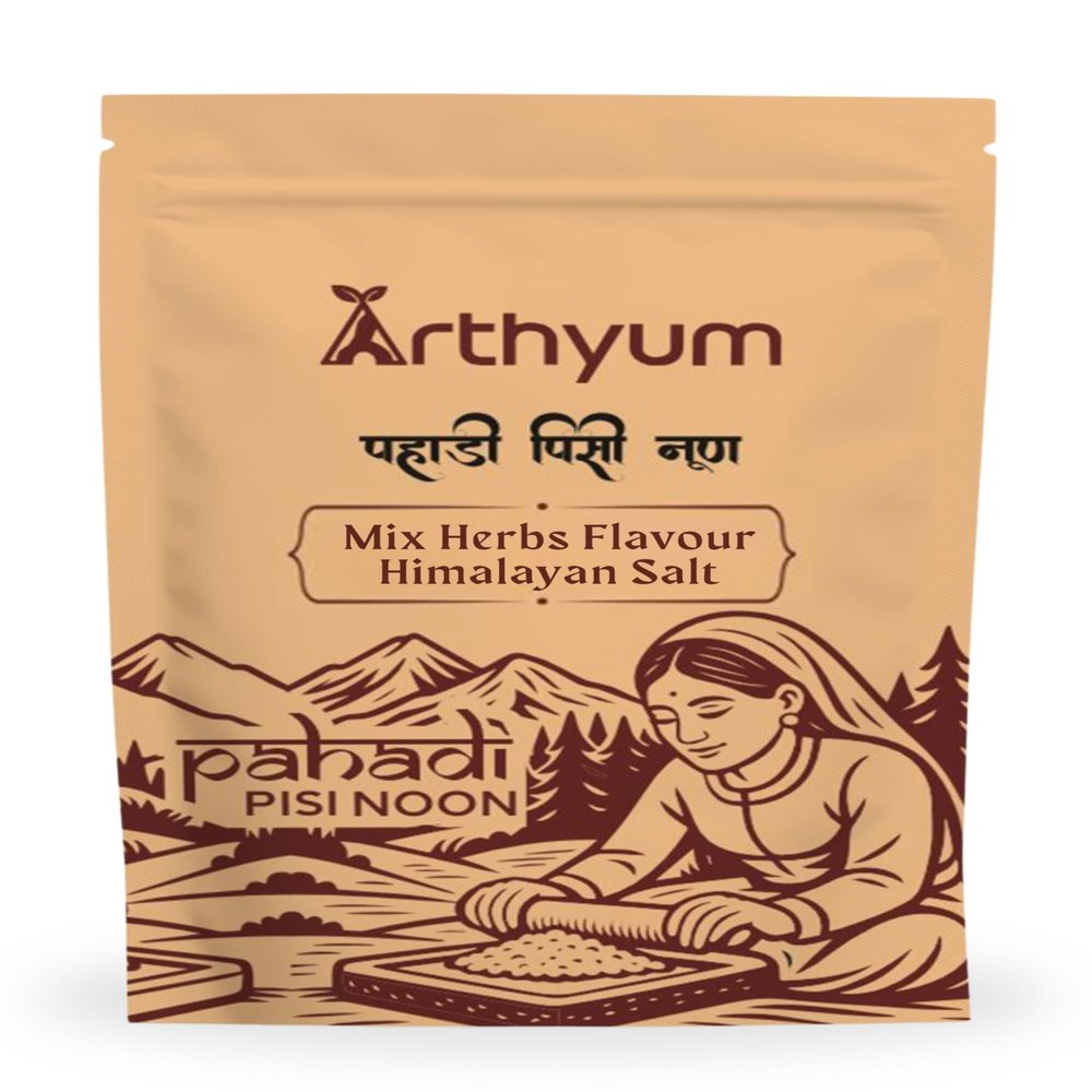 Arthyum Himalayan Pink Flavoured Salt with Mixed Herbs Seasoning mix - Popcorn, Noodles, Salad, Raita, Fruits, Makhana Pasta, Pizza, Salads, Premium Sprinkler | Unprocessed | Pure & Natural Traditional Grounded Salt ( Silbata) | Healthy Italian Spice