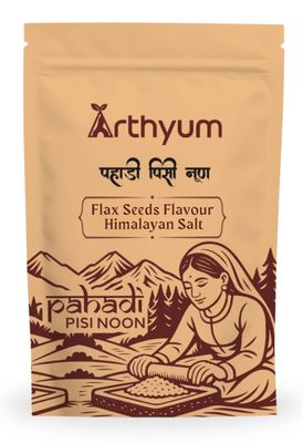 Arthyum Himalayan Pink Flavoured Salt with flax seeds | Seasoning mix - Popcorn, Noodles, Salad, Raita, Fruits, Makhana Pasta, Pizza, Salads, Premium Sprinkler | Unprocessed | Pure & Natural Traditional Grounded Salt ( Silbata) | Healthy Italian Spic