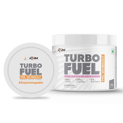 AS-IT-IS ATOM Turbo Fuel Pre-Workout Formula 200mg Caffeine, 4.3g Citrulline, 3.5g Beta Alanine I Energy, Strength, Focus & Muscle Pump Support I 8 Servings, Berry Blast Flavour