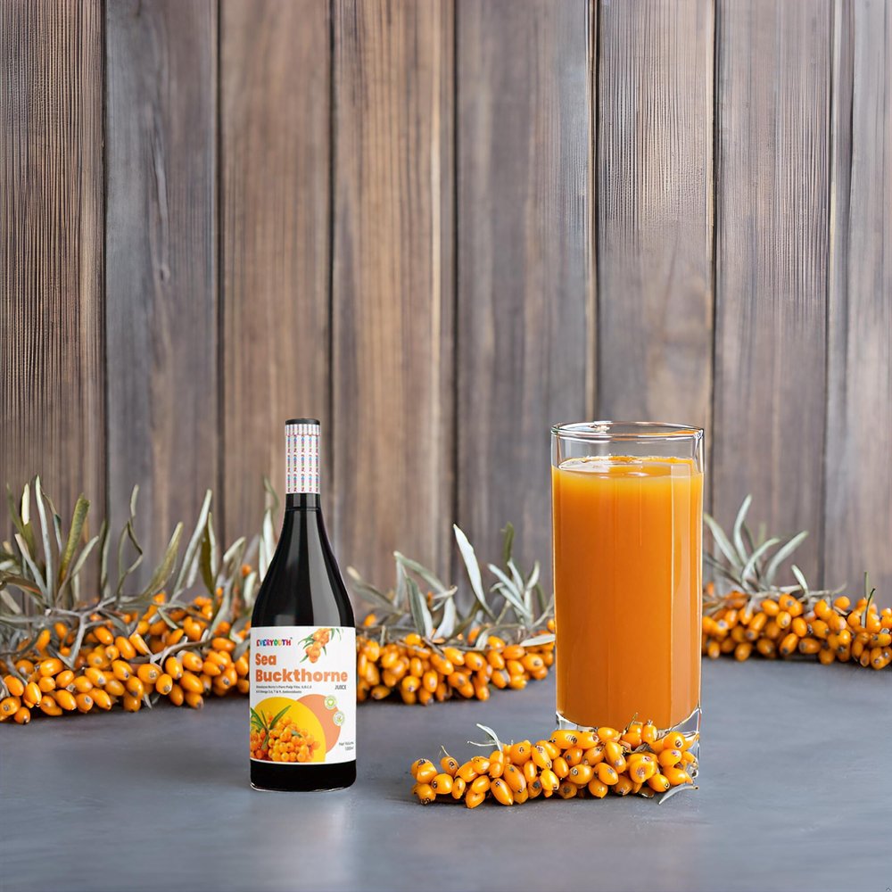 EVERYOUTH Seabuckthorn Juice 1000 ml | Nutrient-Rich, Natural & Refreshing Superfood Beverage | Pure & Fresh Extract