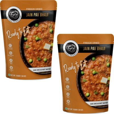 Jain Pav Bhaji | Ready-to-Eat Freeze-Dried Meal | Preservative-Free, Gluten-Free, No Onion No Garlic | Authentic Indian Street Food