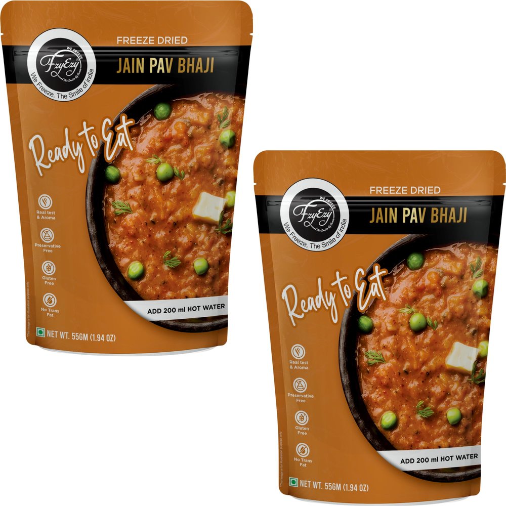 Jain Pav Bhaji | Ready-to-Eat Freeze-Dried Meal | Preservative-Free, Gluten-Free, No Onion No Garlic | Authentic Indian Street Food