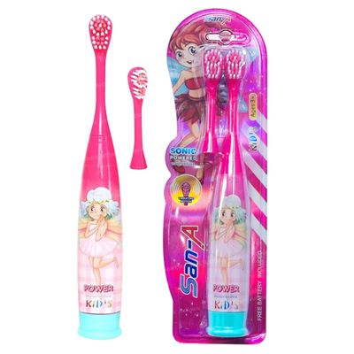 ArtSpark Cartoon Electric Toothbrush for Kids - Soft Bristles Toothbrush for Children & Toddlers, Electric Toothbrush for Deep Cleaning (Ages 3-12) (Pink)