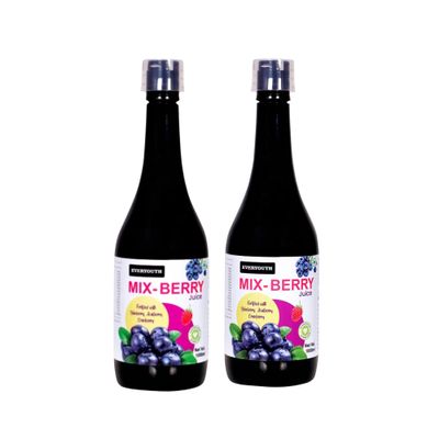 EVERYOUTH Geo Super Berry Juice Combo | 2 x 1000 ml Bottles | Natural Mixed Berry Juice Blend with Chokeberry, Blueberry, Gooseberry, Acai, Noni, Blackberry & More