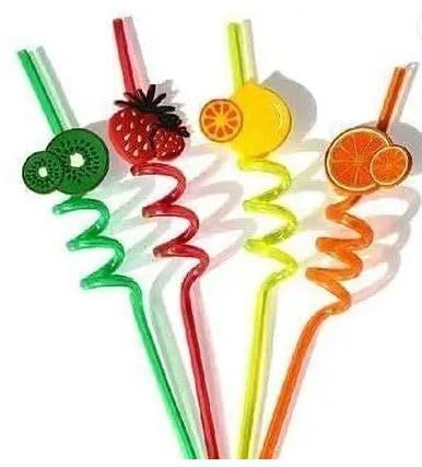 Crazy Drinking Straw, Multicolour, Pack of 4, Plastic