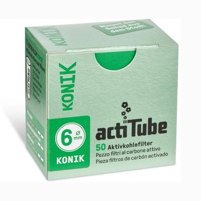 OutonTrip actiTube Activated Charcoal Filters 6MM KONIK EXTRA SLIM Pack of 50 Filter Tips Premium Filters for Smooth, Cleaner Experience Made in Germany