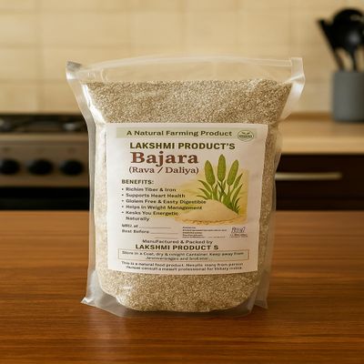 LAKSHMI Bajara (Pearl Millet) 900 Gram Daliya/Rava,Oat's for Eating & Cooking | Nutritious Bajra Daliya | Pearl Millet Dalia 900 Gram Porridge pack