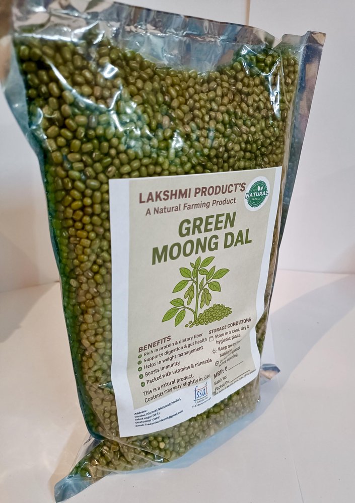 LAKSHMIGreen Moong Whole 1000gm | 100% Healthy Hara Moong Dal Chilka | Rich in Fiber & High Protein | Unpolished & Unadultrated | No Preservatives (1 KG, Green Moong Dal)