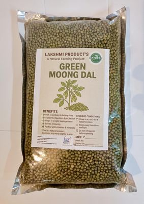 LAKSHMI Green Moong Whole 2000gm | 100% Healthy Hara Moong Dal Chilka | Rich in Fiber & High Protein | Unpolished & Unadultrated | No Preservatives || Sproud Moong (2 KG, Green Moong Dal)