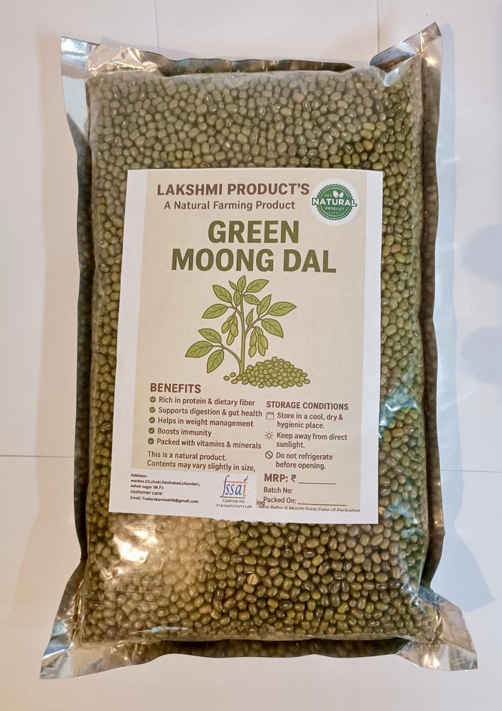 LAKSHMI Green Moong Whole 2000gm | 100% Healthy Hara Moong Dal Chilka | Rich in Fiber & High Protein | Unpolished & Unadultrated | No Preservatives || Sproud Moong (2 KG, Green Moong Dal)