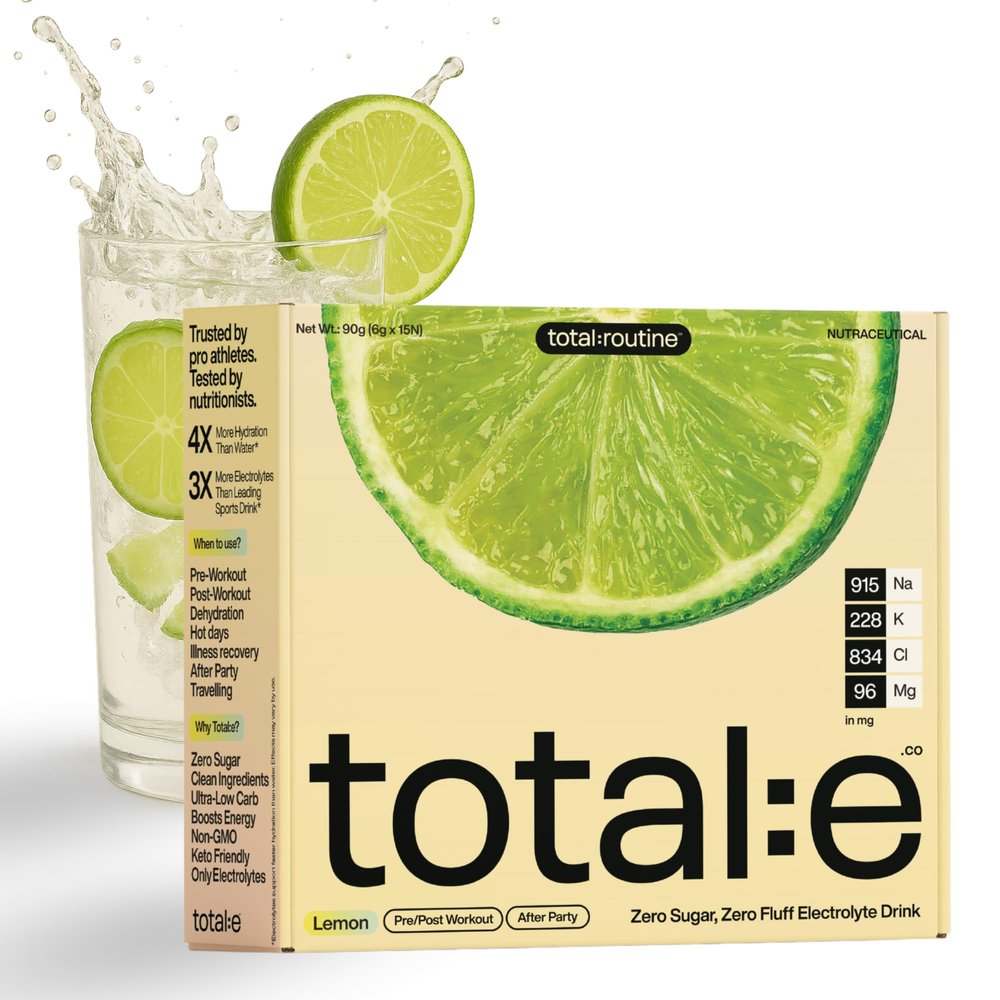 Total E Electrolyte Drink Mix | Zero Sugar Hydration Powder | Keto & Diabetic Friendly Vegan Electrolyte | Post workout Post Hangover Heat Summer Clean Label, Low Carb Sports Drink Alternative - 15 sachets