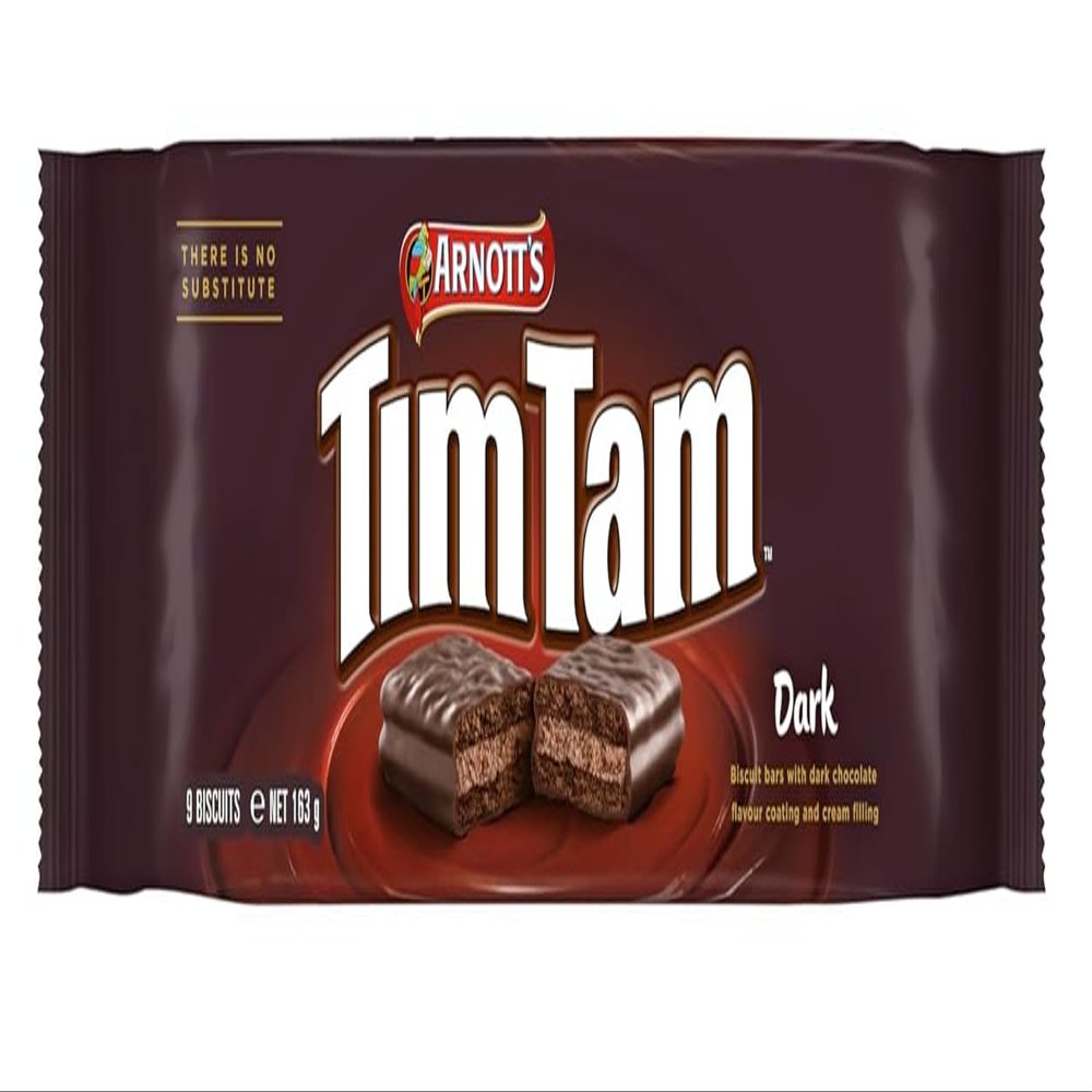 Arnotts TimTam Dark Chocolate Biscuits Iconic Australian Chocolate Biscuit Bars with Dark Chocolate Coating & Cream Centre, 163g (Imported)