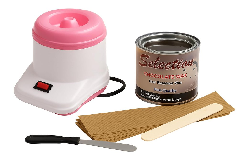 Chocolate Wax Hair Removal Kit with Wax Warmer, Strips, Spatula