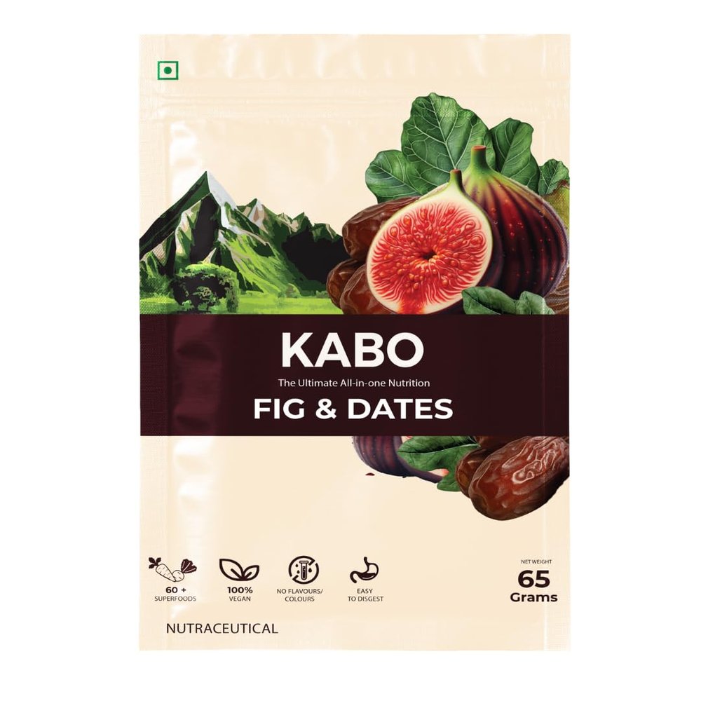 KABO Vegan Plant Protein Powder for Men & Women, Fig & Dates Flavour | 25g Protein Shake with 60+ Superfoods & 26 Vitamins & Minerals | Healthy Meal Replacement Drink | 10 Pack (650g)
