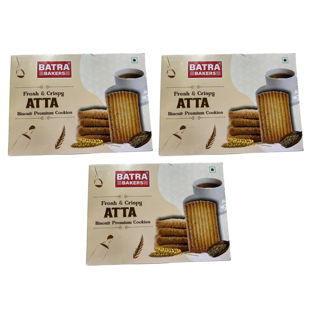 Batra Bakers Milk Atta Biscuits  Healthy Whole Wheat Cookies with Milk | Soft & Crunchy | 400gm | Pack Of 3