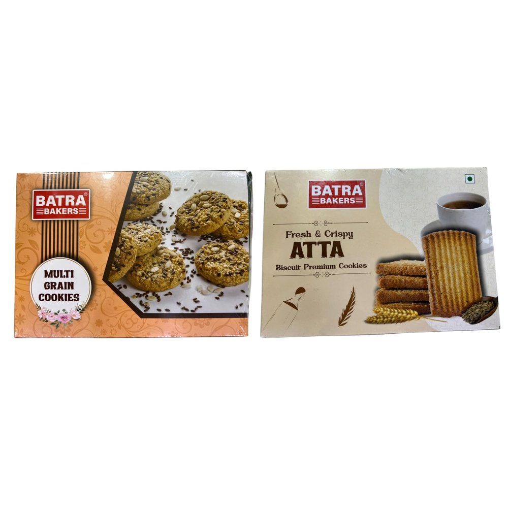 Batra Bakers Multigrain Cookies & Milk Atta Biscuits Combo Pack  Healthy Whole Grain High-Fiber Cookies (350g) + Soft & Crunchy Whole Wheat Milk Biscuits (400g) | Nutritious Snacks