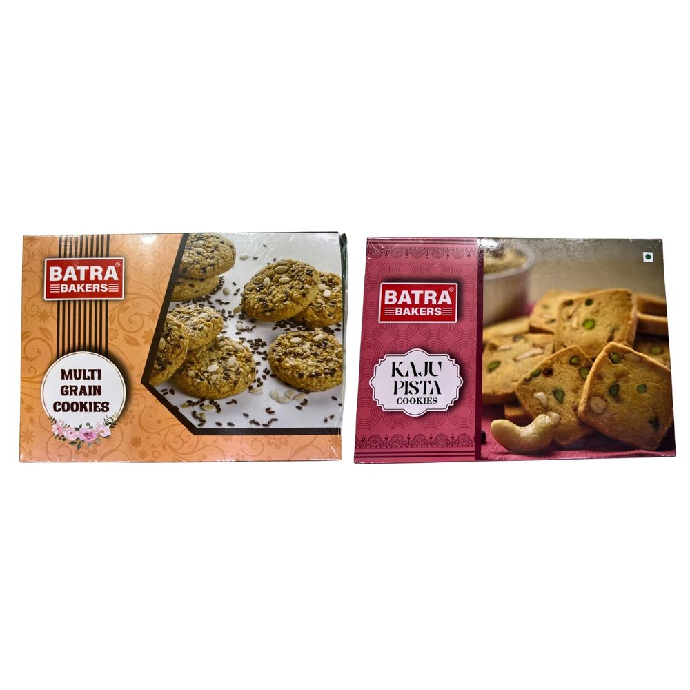 Batra Bakers Multigrain Cookies & Kaju Pista Biscuits Combo Pack  Healthy High-Fiber Crunchy Cookies (350g) + Cashew Pistachio Biscuits (400g) | Indian Bakery Style Snacks | Perfect Tea-Time Treats
