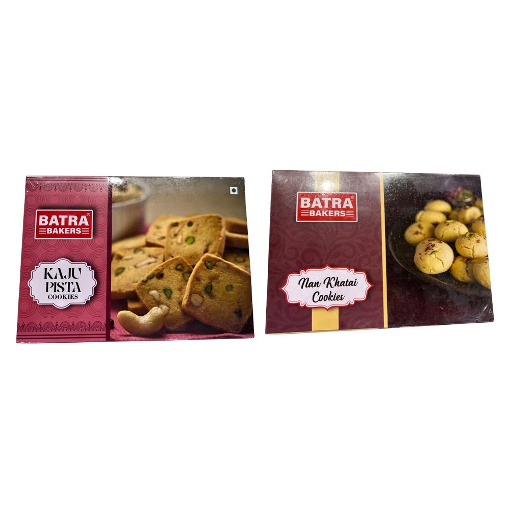 Batra Bakers Kaju Pista Biscuits & Nankhatai Combo Pack Premium Cashew Pistachio Cookies (400g) + Traditional Buttery Indian Shortbread Cookies (350g) | Homemade Style Snacks
