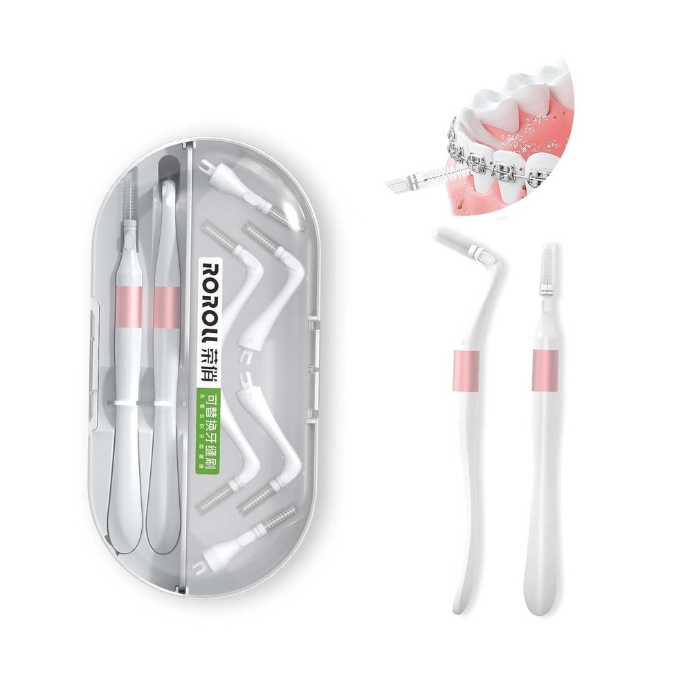 Interdental Brush for Teeth, Dental Floss and Toothpick Set, Double Head Teeth Cleaning Tools for Daily Oral Care, Travel-Friendly Teeth Floss for Gum Health (white)
