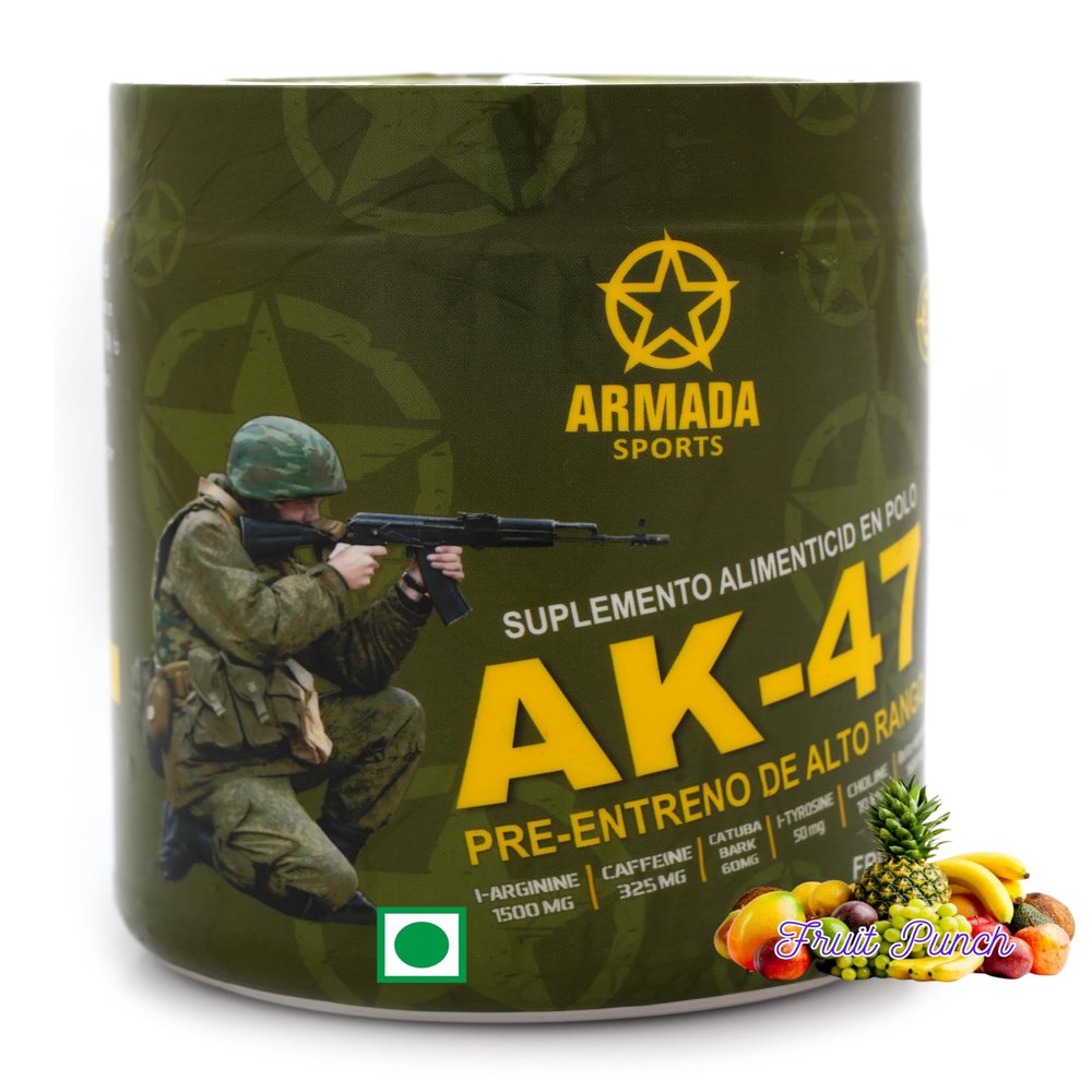 Armada Sports AK-47 High Range Pre-Workout Supplement, Muscle Pump and Strength Formula with Caffeine (200 Grams, Fruit Punch)