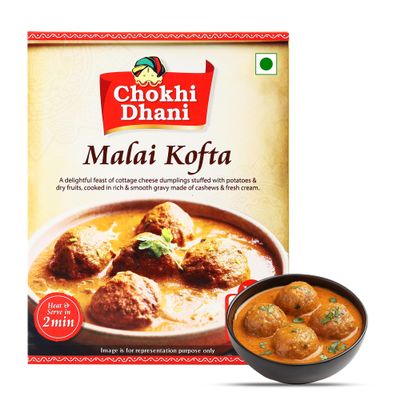 Chokhi Dhani Malai Kofta Ready to Eat 300g | Paneer Kofta in Rich Cashew Cream Gravy | Authentic North Indian Curry | Heat & Serve | Veg | No Preservatives