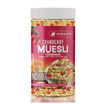 Equalite Cranberry Muesli I Dry fruits I Muesli I Fruit and Nuts INo added sugar I Granola I High protein muesli I Breakfast I Healthy food I Protein food I Gluten Free |No preservatives | High fiber | High Omega-3 | High Minerals & Vitamins |Weight
