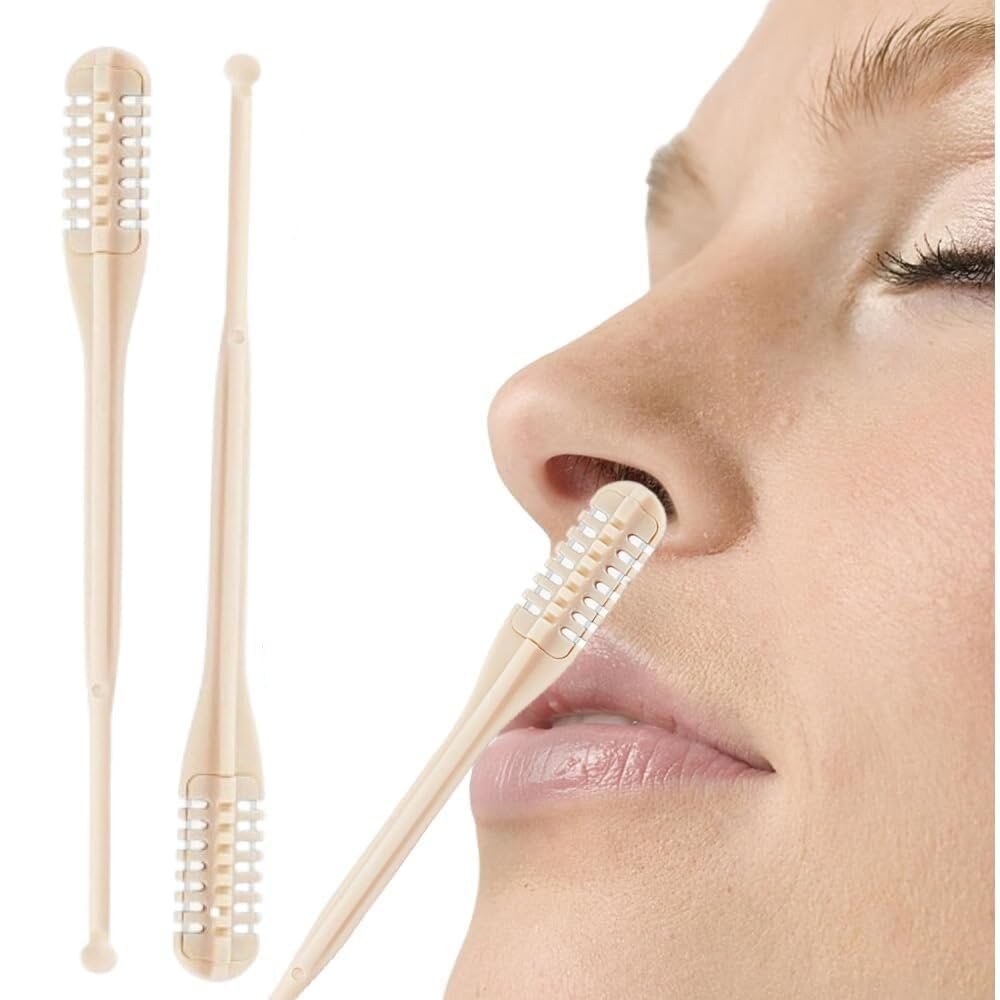 BADANI Nose Hair Remover Stick Painless Manual Nose Hair Removal Tool Reusable Stainless Steel Trimmer Safe Quick Easy Nose Hair Cleaner For Men Women (2 Pcs)