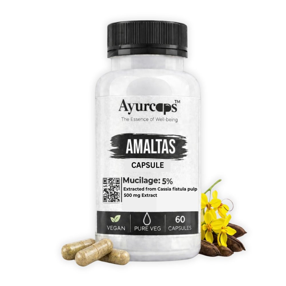 Ayurcaps Amaltas 500mg 60 Veg Capsules | Ayurvedic Herbal Digestive Support Supplement | Supports Gut Health And Natural Detox | Bowel Wellness And Daily Cleansing | Vegetarian, No Preservatives