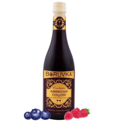 BORUVKA - (BLUEBERRY-RASPBERRY Blend) Mocktail Cocktail Mixer - AMERICAN COLLINS Premium Flavoured Syrup, 750 ml